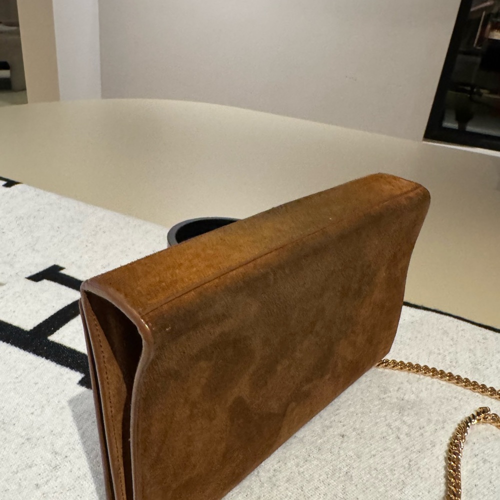 Yves Saint Laurent Tan Suede Tassel Clutch - Picture 7 of 7